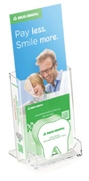 Sample of an easel containing a brochure and cards